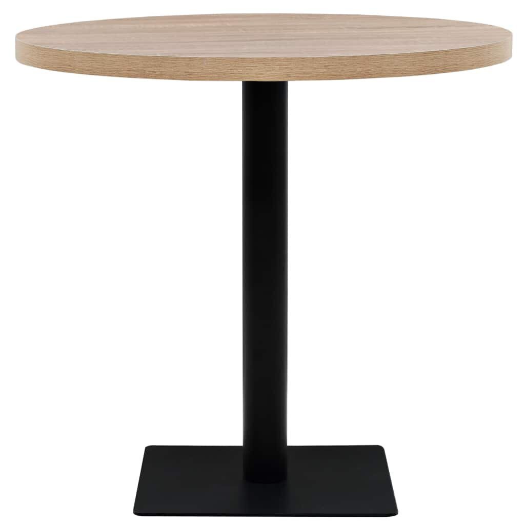 vidaXL ümmargune bistroolaud MDF ja teras 80 x 75 cm, tammevärvi hind ja info | Köögi- ja söögilauad | kaup24.ee