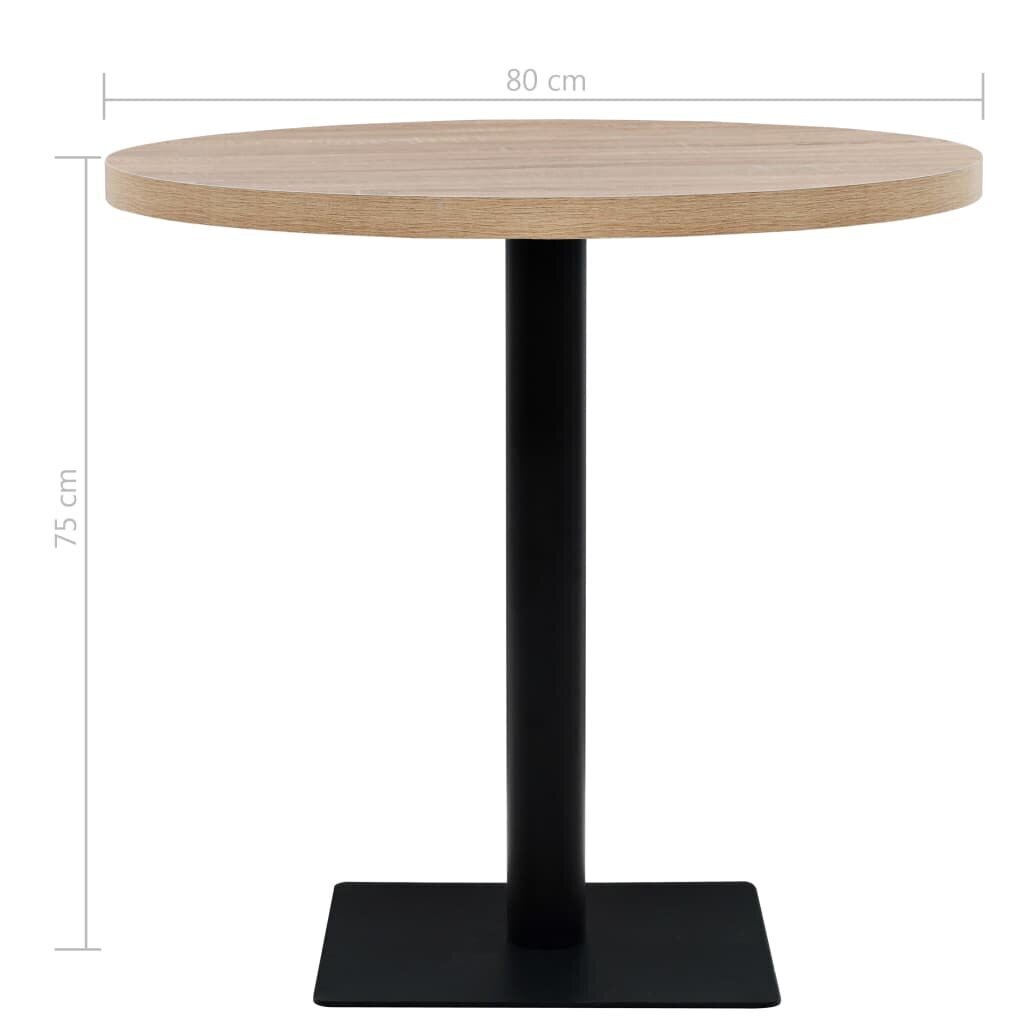 vidaXL ümmargune bistroolaud MDF ja teras 80 x 75 cm, tammevärvi hind ja info | Köögi- ja söögilauad | kaup24.ee