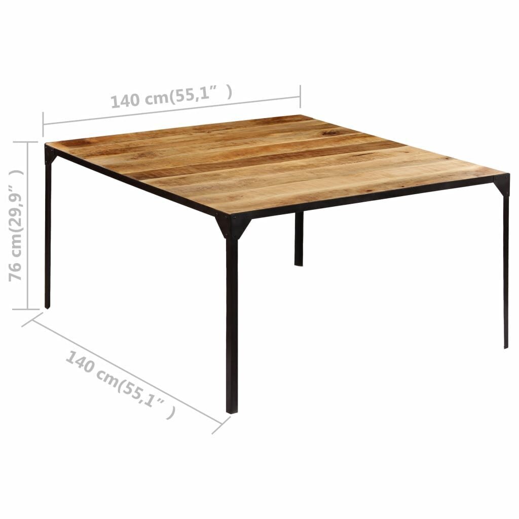 vidaXL söögilaud, 140 x 140 x 76 cm, toekas mangopuit hind ja info | Köögi- ja söögilauad | kaup24.ee