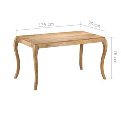 vidaXL söögilaud, 135 x 75 x 76 cm, mangopuit hind ja info | Köögi- ja söögilauad | kaup24.ee