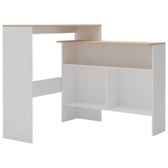 vidaXL baarilaud 2 lauaplaadiga, valge ja tamm, 138 x 40 x 120 cm hind ja info | Köögi- ja söögilauad | kaup24.ee