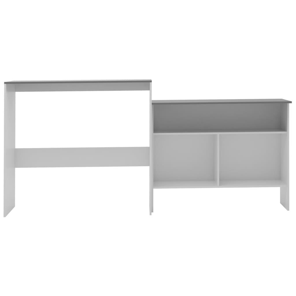 vidaXL baarilaud 2 lauaplaadiga, valge ja hall, 130 x 40 x 120 cm hind ja info | Köögi- ja söögilauad | kaup24.ee