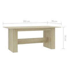 vidaXL söögilaud, Sonoma tamm 180 x 90 x 76 cm puitlaastplaat цена и информация | Кухонные и обеденные столы | kaup24.ee