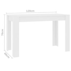 vidaXL söögilaud, valge 120 x 60 x 76 cm puitlaastplaat цена и информация | Кухонные и обеденные столы | kaup24.ee