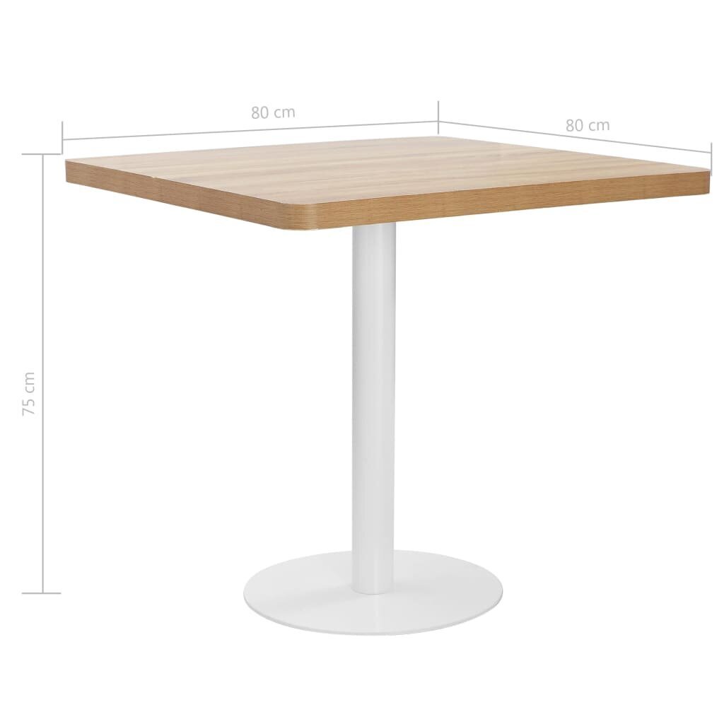 vidaXL bistroolaud, helepruun, 80 x 80 cm, MDF hind ja info | Köögi- ja söögilauad | kaup24.ee