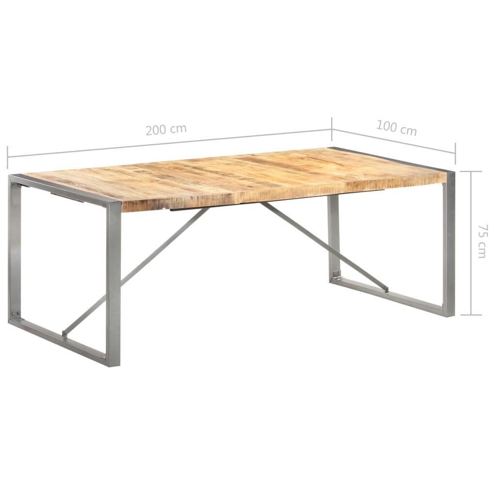 vidaXL söögilaud, 200 x 100 x 75 cm, töötlemata mangopuit hind ja info | Köögi- ja söögilauad | kaup24.ee