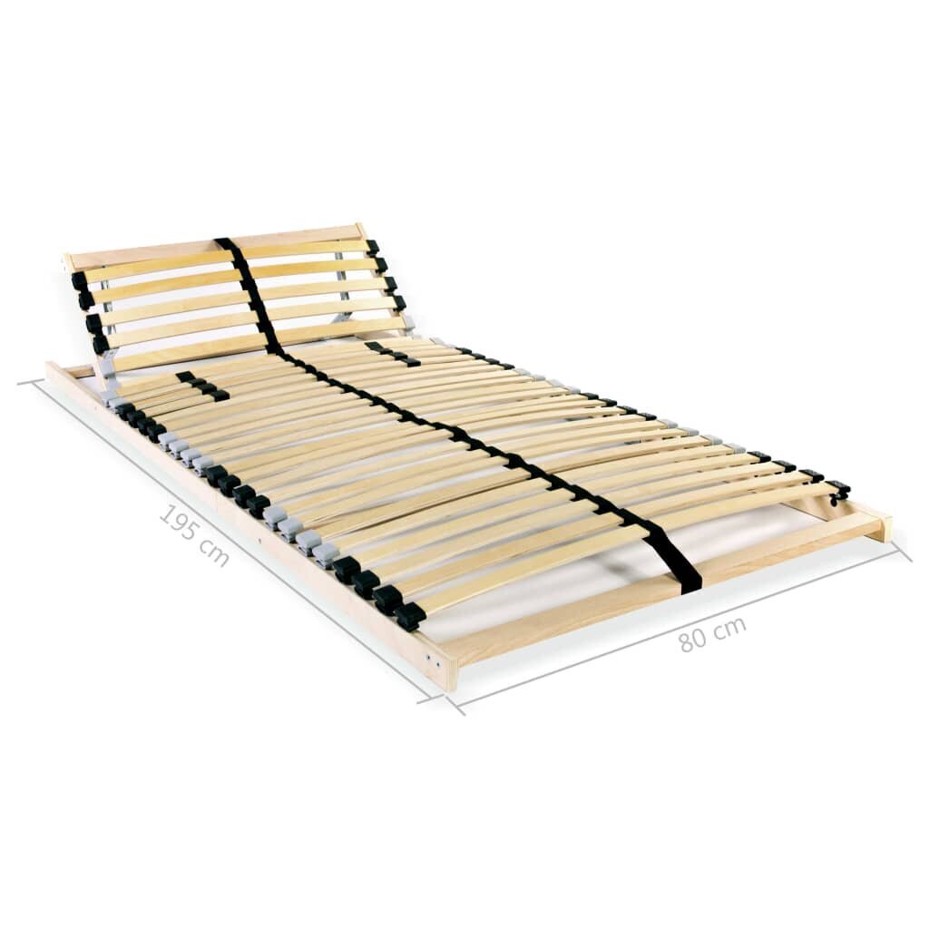 vidaXL voodi aluspõhi, 28 liistu, 7 piirkonda, 80 x 200 cm hind ja info | Voodipõhjad ja voodijalad | kaup24.ee