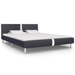 Кровать из искусственной кожи 140 см, черная цена и информация | Кровати | kaup24.ee