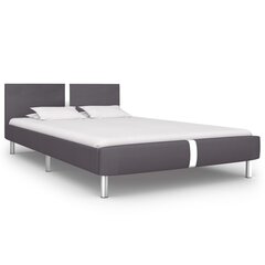 Кровать с отделкой из искусственной кожи, 140 см, серая цена и информация | Кровати | kaup24.ee