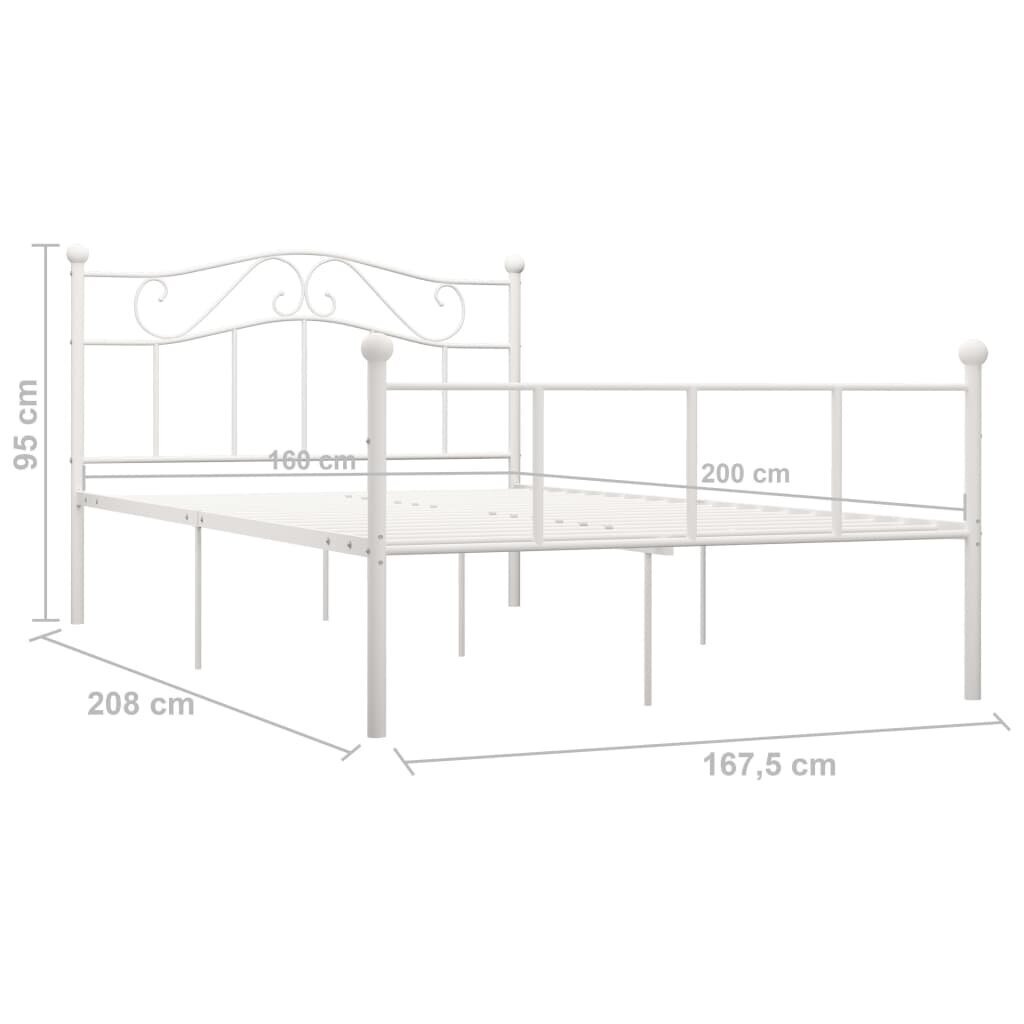 vidaXL voodiraam, valge, metallist, 160 x 200 cm hind ja info | Voodid | kaup24.ee