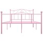 vidaXL voodiraam, roosa, metall, 140 x 200 cm hind ja info | Voodid | kaup24.ee
