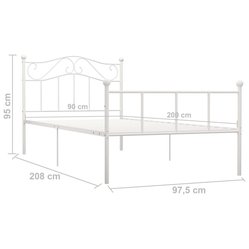 vidaXL voodiraam valge, metall, 90 x 200 cm hind ja info | Voodid | kaup24.ee