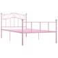 vidaXL voodiraam, roosa, metall, 90 x 200 cm hind ja info | Voodid | kaup24.ee