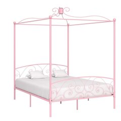 vidaXL baldahhiiniga voodiraam, roosa, metall, 160 x 200 cm hind ja info | Voodid | kaup24.ee