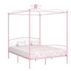 vidaXL baldahhiiniga voodiraam, roosa, metall, 180 x 200 cm hind ja info | Voodid | kaup24.ee