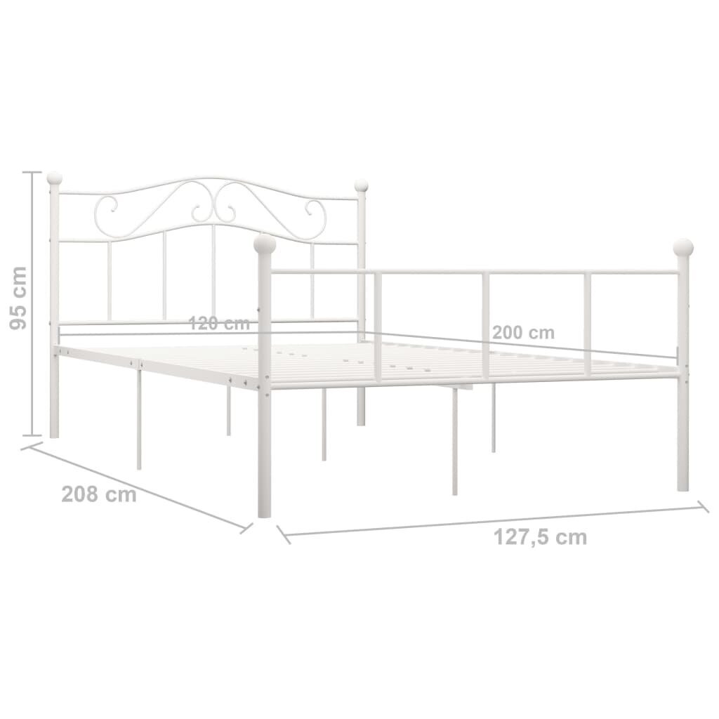 vidaXL voodiraam, valge, metall, 120 x 200 cm hind ja info | Voodid | kaup24.ee