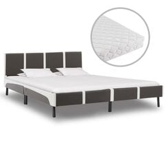 vidaXL voodi madratsiga, hall ja valge, kunstnahast 180 x 200 cm hind ja info | Voodid | kaup24.ee