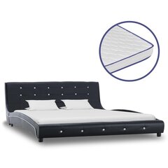 Кровать с матрасом memory, искусственная кожа, 160x200 см, черная цена и информация | Кровати | kaup24.ee