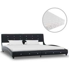 Кровать с матрасом, искусственная кожа, 180x200 см, черная цена и информация | Кровати | kaup24.ee