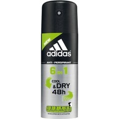 Meeste spreideodorant Adidas Cool & Dry 6 in 1 150 ml hind ja info | Deodorandid | kaup24.ee