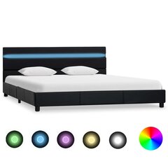 Кровать с LED подсветкой в спинке, 140 см, черная  цена и информация | Кровати | kaup24.ee