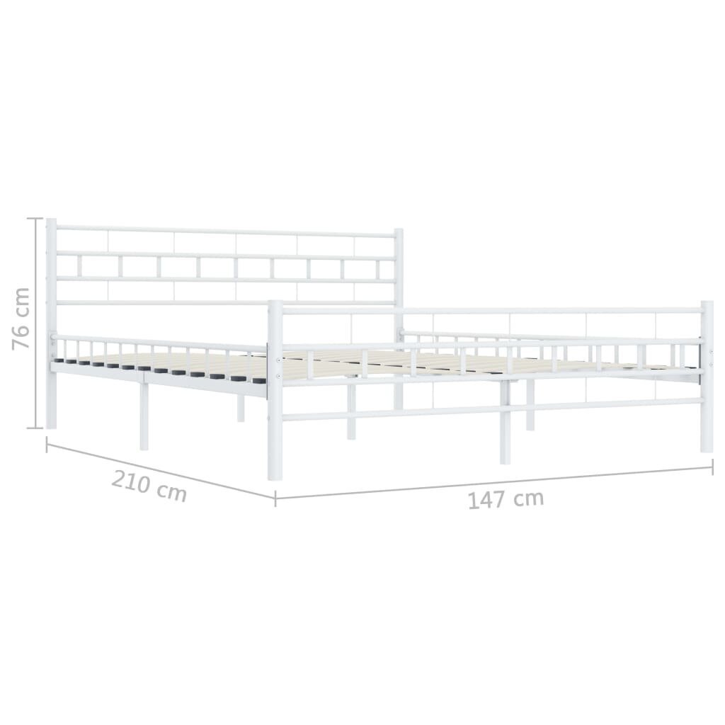 vidaXL voodiraam, valge, metall, 140 x 200 cm hind ja info | Voodid | kaup24.ee