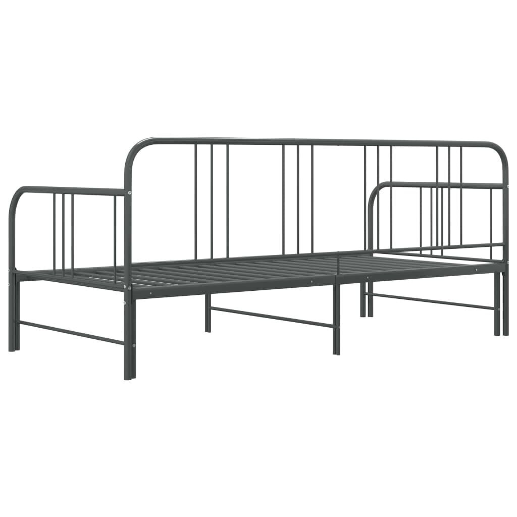 vidaXL lahtikäiv diivanvoodiraam hall metall 90 x 200 cm hind ja info | Voodid | kaup24.ee