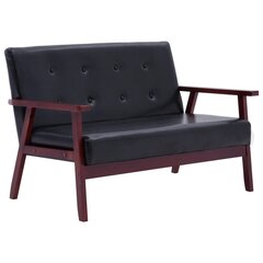 Черный диван из искусственной кожи, двойной цена и информация | Диваны | kaup24.ee