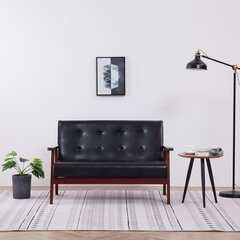 Черный диван из искусственной кожи, двойной цена и информация | Диваны | kaup24.ee