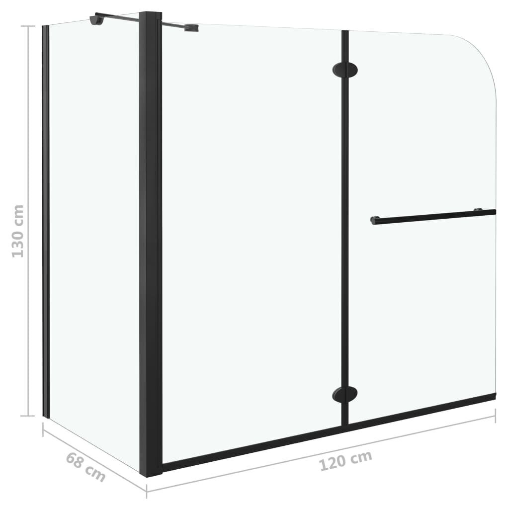 vidaXL kahekordselt volditav dušinurk, ESG, 120 x 68 x 130 cm, must hind ja info | Lisatarvikud vannidele | kaup24.ee