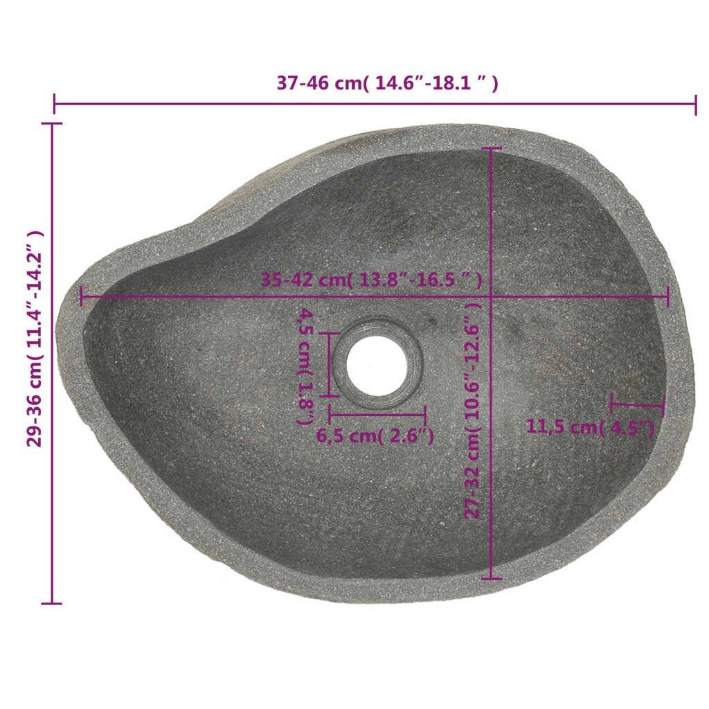 vidaXL kivist valamu, ovaalne 38–45 cm hind ja info | Köögivalamud | kaup24.ee