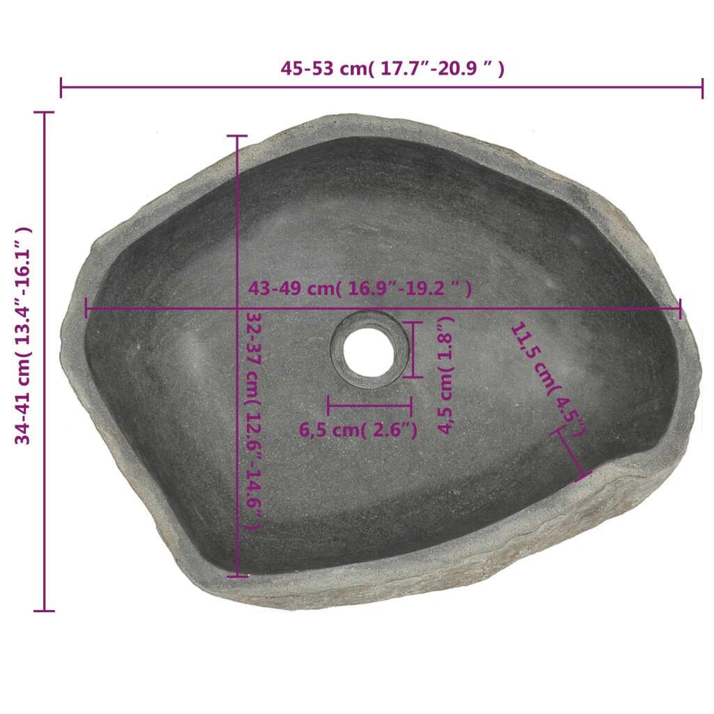 vidaXL kivist valamu, ovaalne 46–52 cm hind ja info | Köögivalamud | kaup24.ee