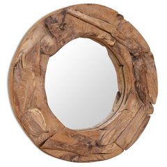 vidaXL peegel, tiikpuu, 60 cm, ümmargune цена и информация | Зеркала | kaup24.ee