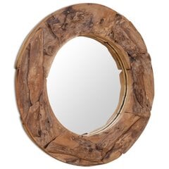 vidaXL peegel, tiikpuu, 80 cm, ümmargune hind ja info | Peeglid | kaup24.ee