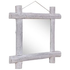 vidaXL puust peegel, valge, 70 x 70 cm, tugev taastatud puit цена и информация | Подвесные зеркала | kaup24.ee