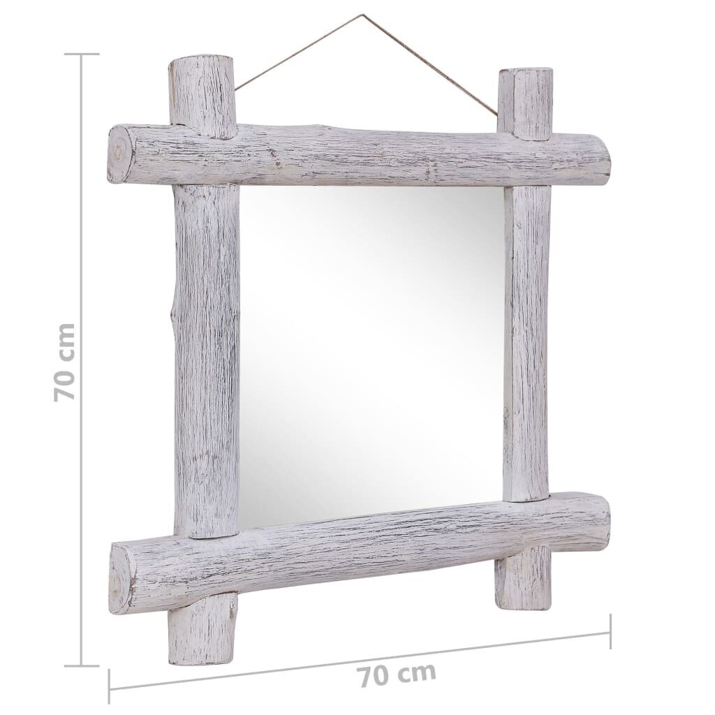 vidaXL puust peegel, valge, 70 x 70 cm, tugev taastatud puit hind ja info | Peeglid | kaup24.ee