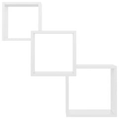 vidaXL seinariiulid, kõrgläikega valge 68x15x68cm puitlaastplaat hind ja info | Riiulid | kaup24.ee