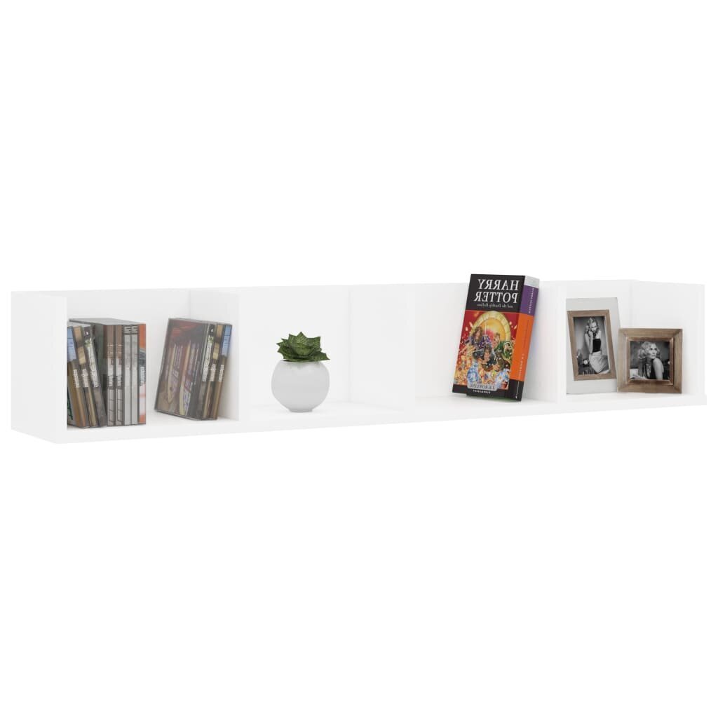 vidaXL CD-seinariiul, valge, 100 x 18 x 18 cm, puitlaastplaat hind ja info | Riiulid | kaup24.ee
