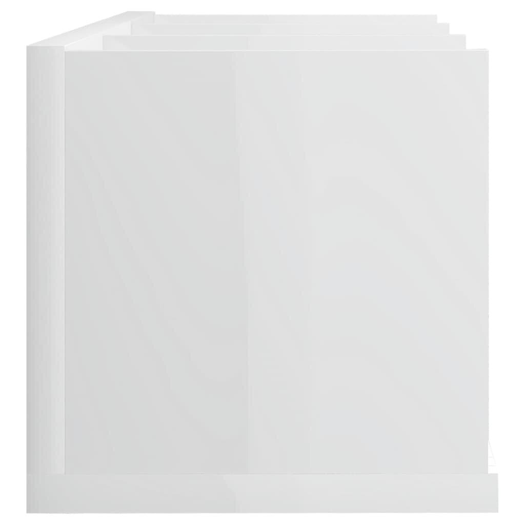 vidaXL CD-seinariiul, kõrgläikega valge, 75 x 18 x 18 cm, puitlaastplaat hind ja info | Riiulid | kaup24.ee