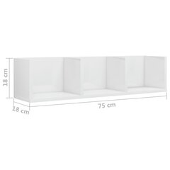 vidaXL CD-seinariiul, kõrgläikega valge, 75 x 18 x 18 cm, puitlaastplaat цена и информация | Полки | kaup24.ee