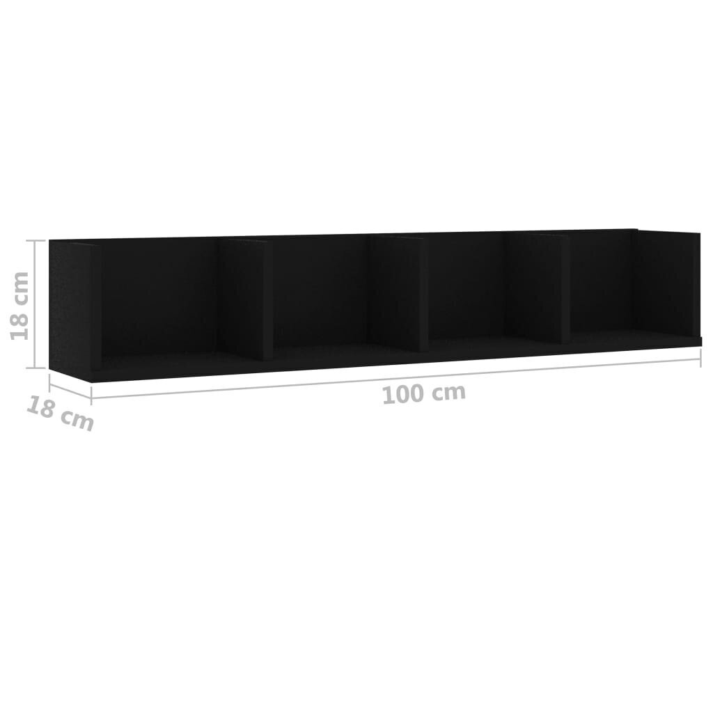 vidaXL CD-seinariiul, must, 100 x 18 x 18 cm, puitlaastplaat hind ja info | Riiulid | kaup24.ee