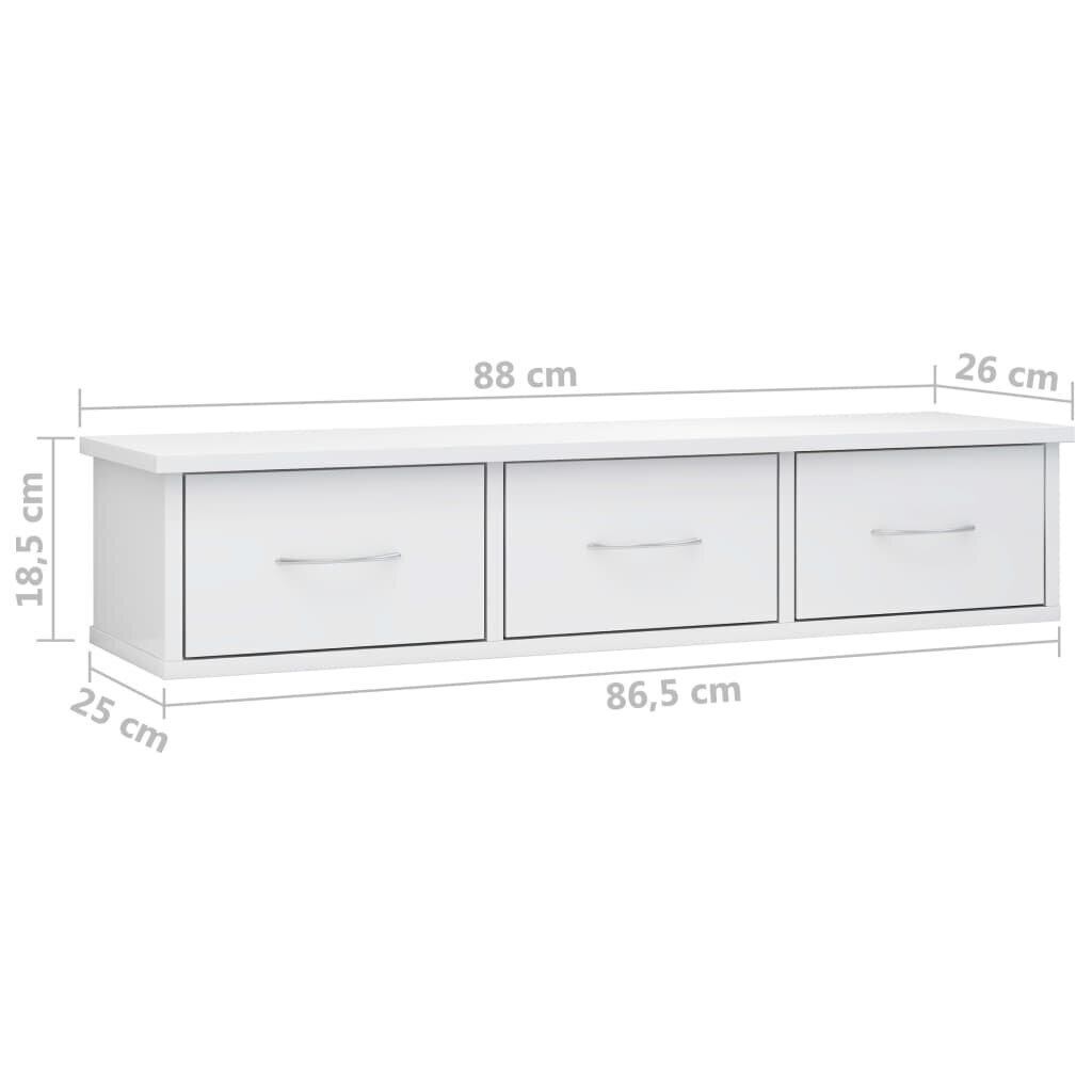 vidaXL seinasahtlid, kõrgläikega valge 88x26x18,5 cm puitlaastplaat hind ja info | Riiulid | kaup24.ee