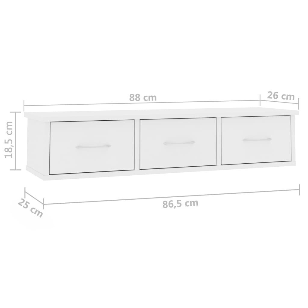 vidaXL seinasahtlid, valge 88x26x18,5 cm puitlaastplaat hind ja info | Riiulid | kaup24.ee