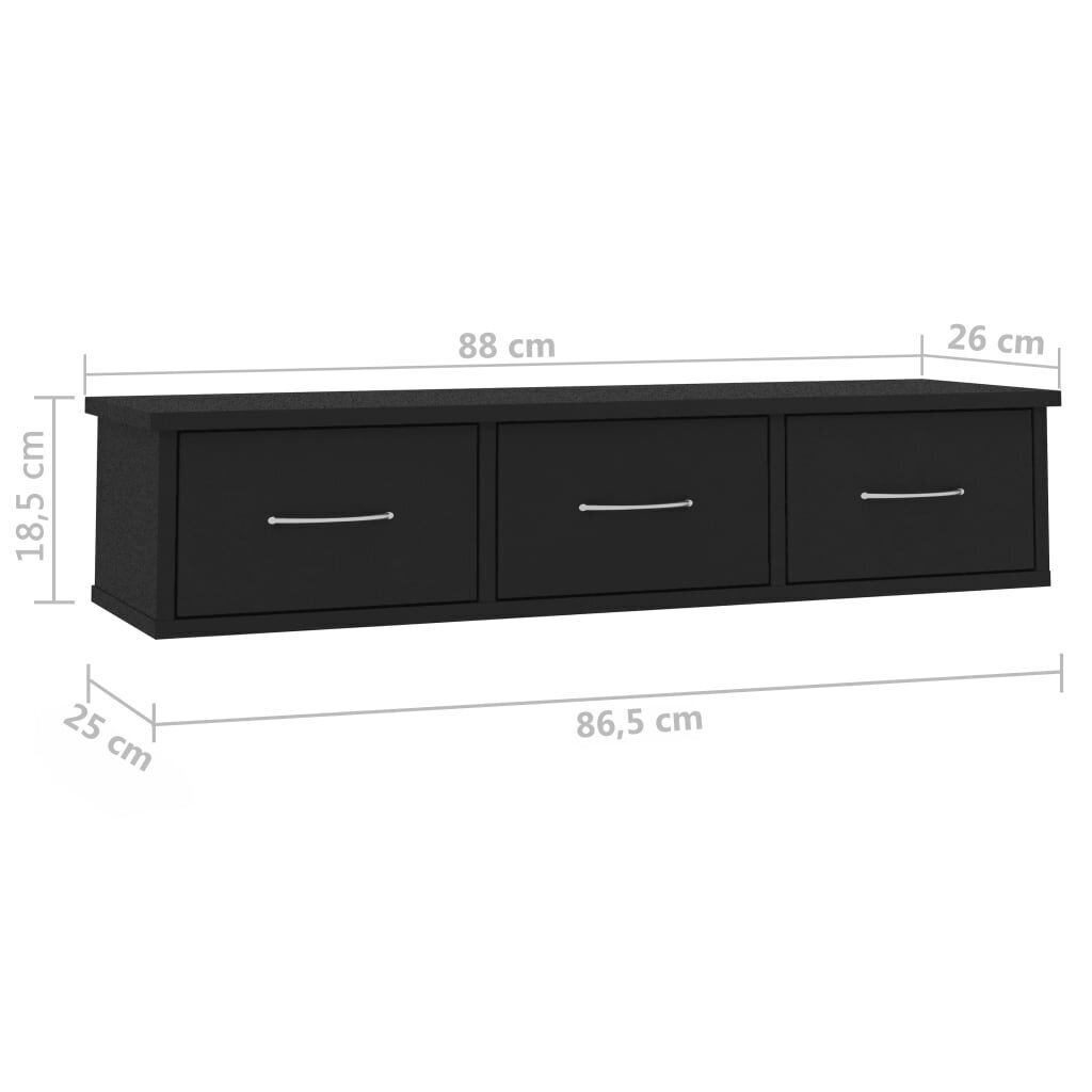 vidaXL seinasahtlid, must 88x26x 8,5 cm puitlaastplaat цена и информация | Riiulid | kaup24.ee