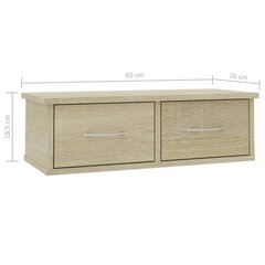 vidaXL seinasahtlid, Sonoma tamm 60x26x18,5 cm puitlaastplaat цена и информация | Полки | kaup24.ee