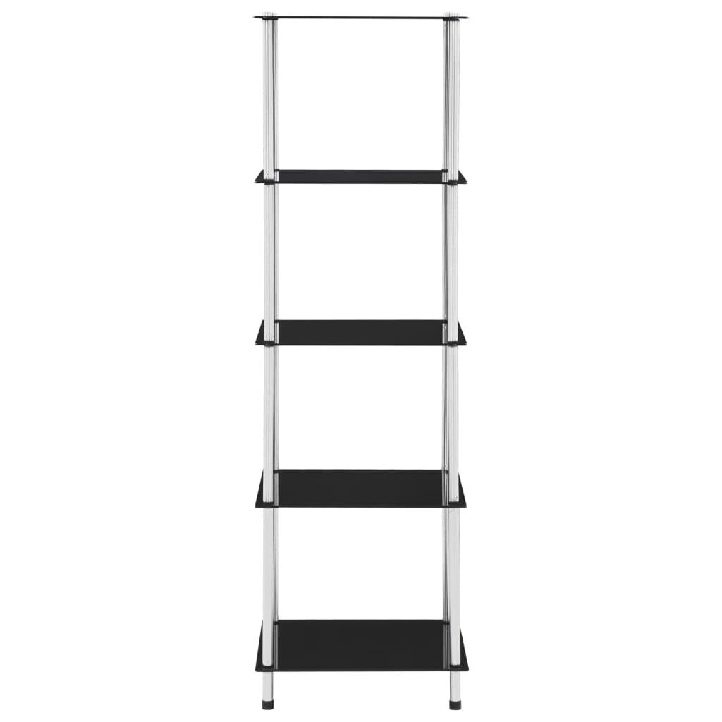 vidaXL 5-korruseline riiul, must 40 x 40 x 130 cm, karastatud klaas hind ja info | Riiulid | kaup24.ee