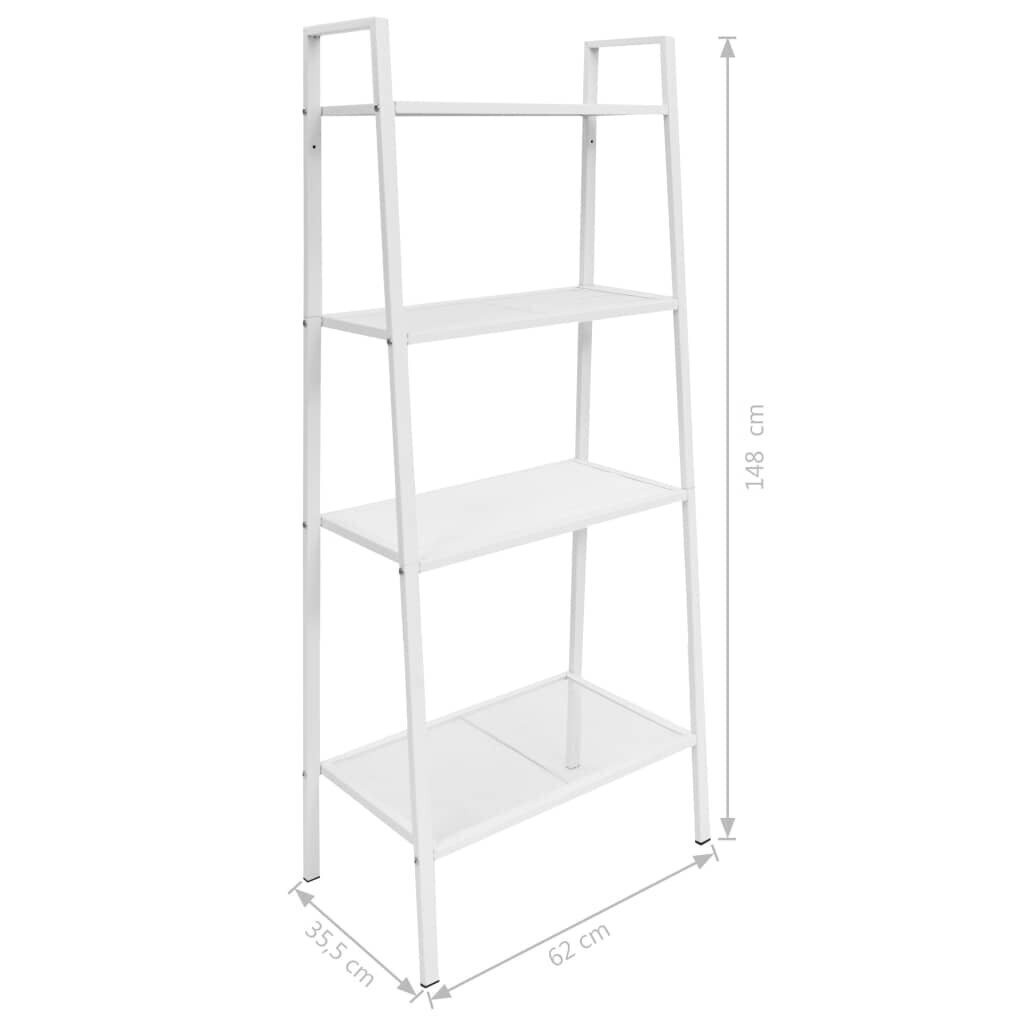 vidaXL redelikujuline raamaturiiul 4 korrusega, metall, valge hind ja info | Riiulid | kaup24.ee