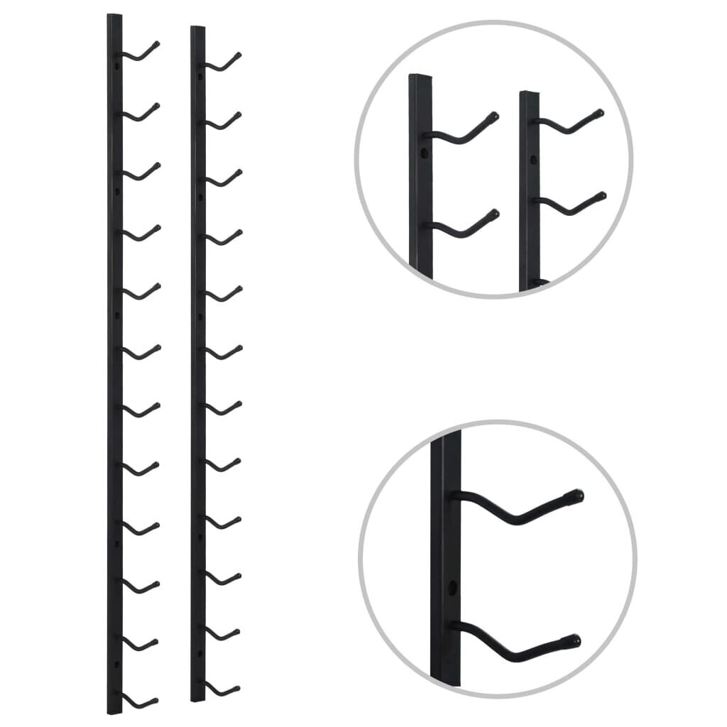 vidaXL seinale kinnitatav veiniriiul 12 pudelile, must raud hind ja info | Riiulid | kaup24.ee