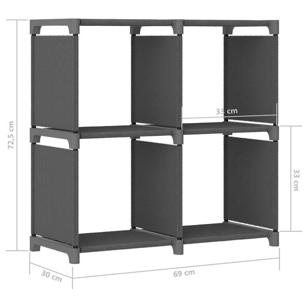 vidaXL 4 kuubikuga vitriinriiul, must, 69 x 30 x 72,5 cm, kangas цена и информация | Riiulid | kaup24.ee