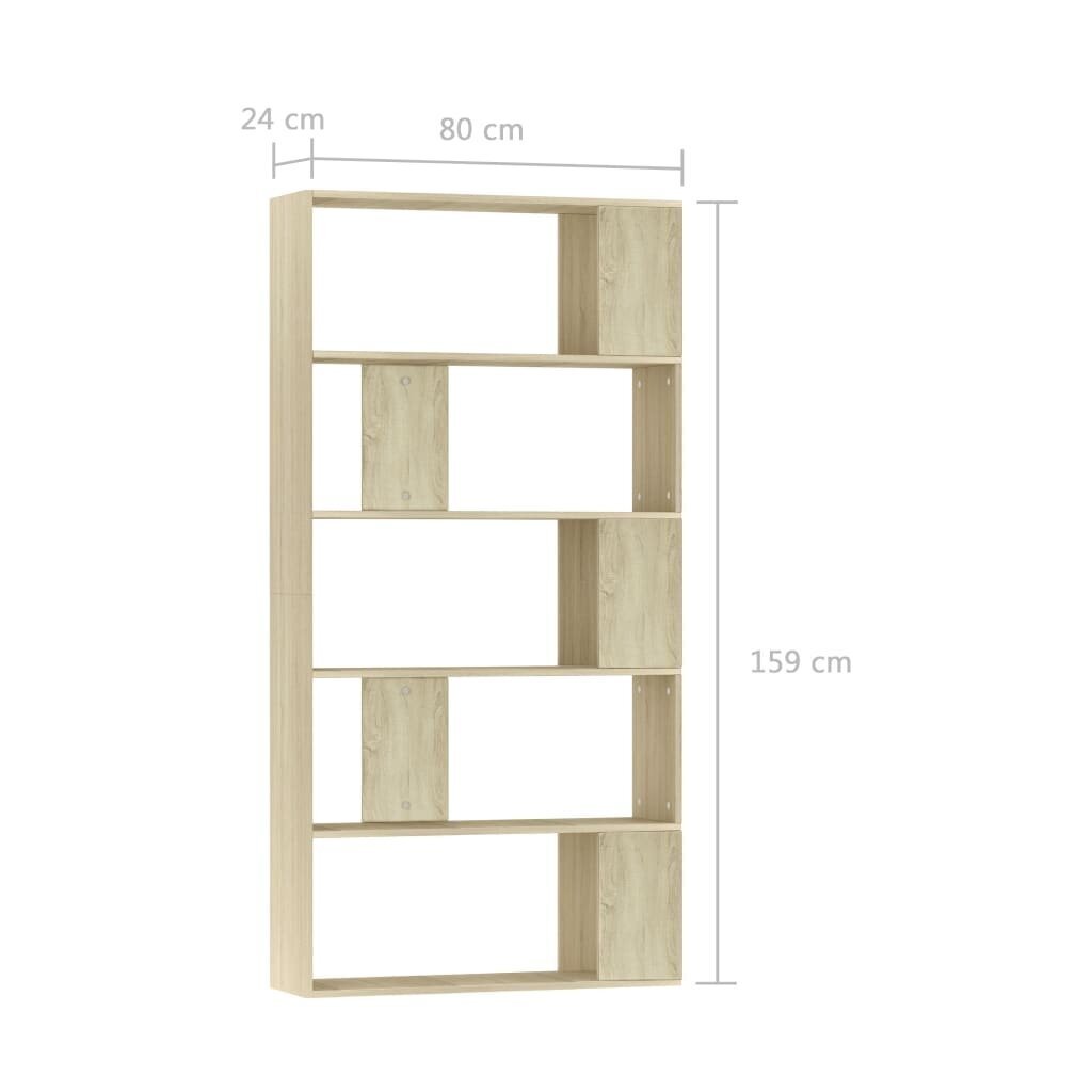 vidaXL raamatukapp, Sonoma tamm, 80 x 24 x 159 cm, puitlaastplaat цена и информация | Riiulid | kaup24.ee